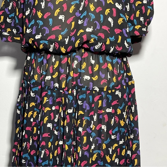 Vintage 80s Dress by Joy Gordon with Short Sleeves, Pleated skirt and Mod 80's - Picture 3 of 12